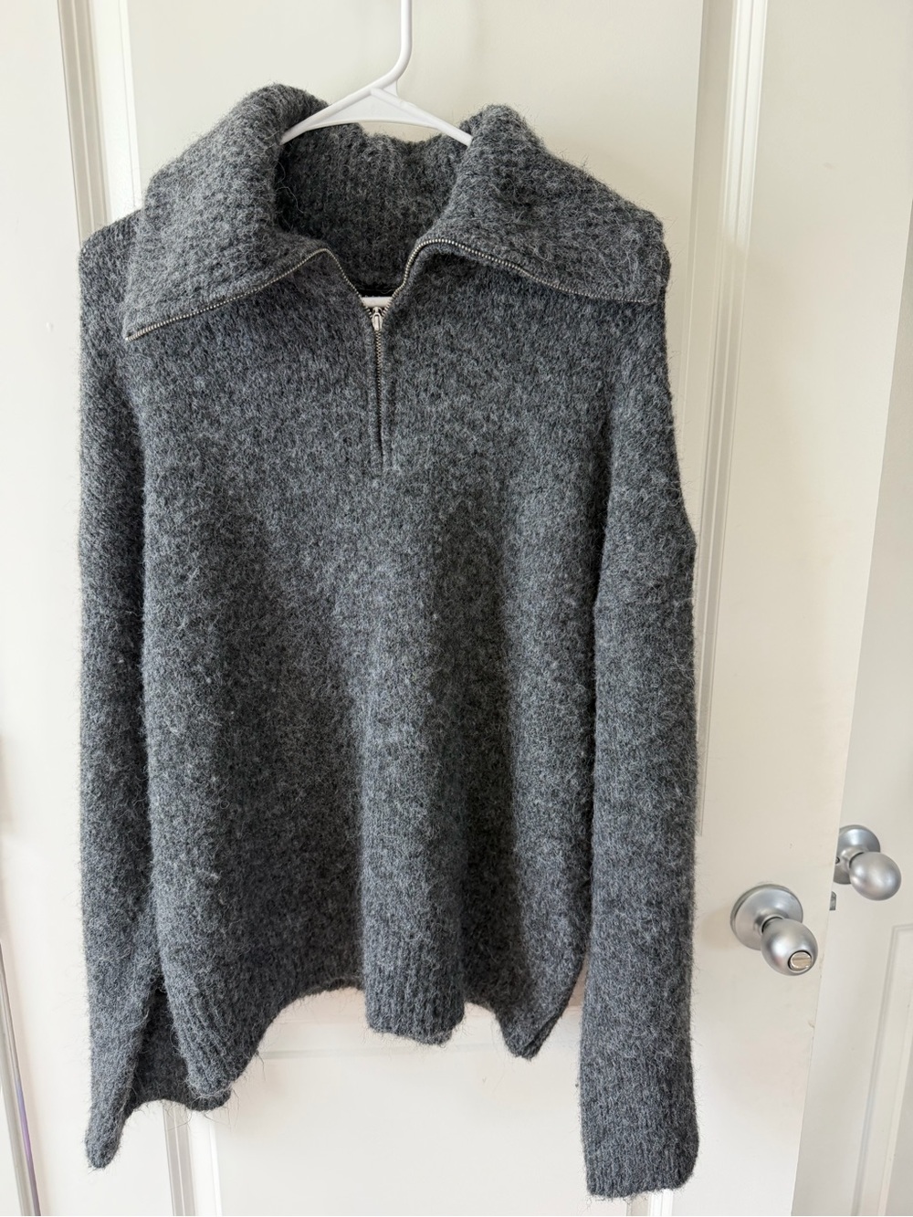 ASOS Dark Charcoal Half-Zip Funnel Neck Sweater